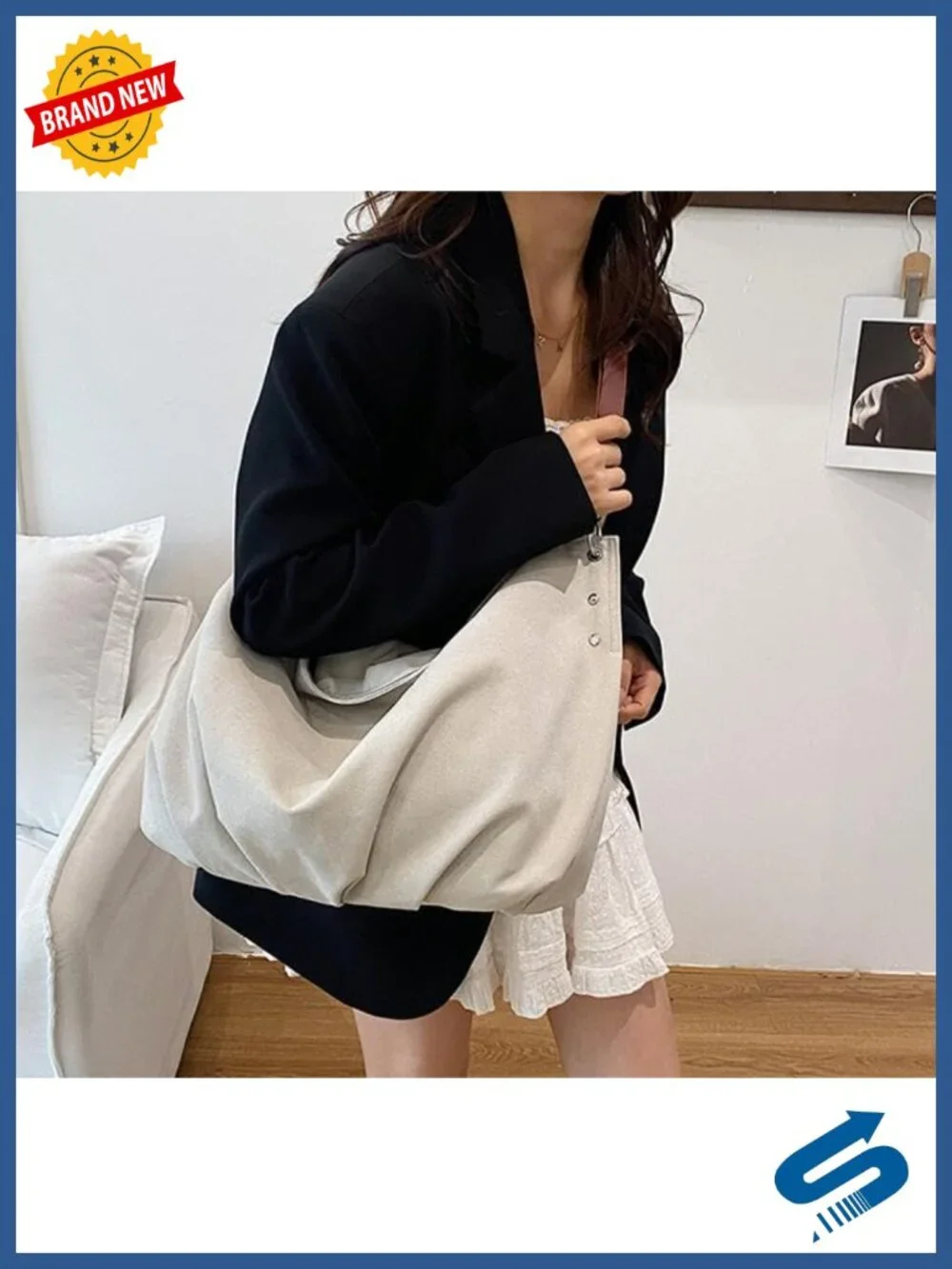 Large Canvas Hobo Bag Slouchy Crescent Crossbody Shoulder Tote Purse Work